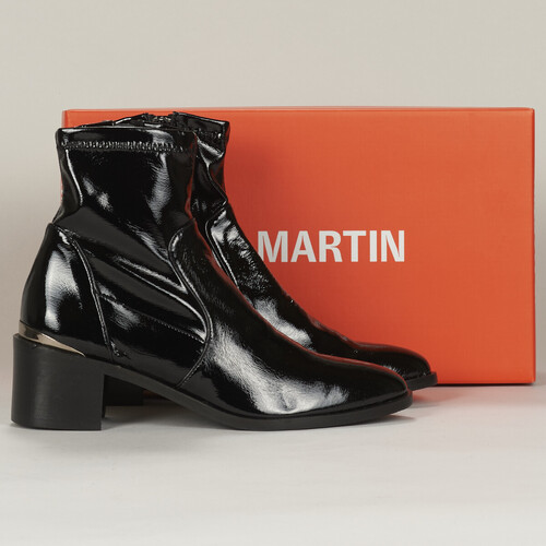 Chaussures Femme Zapatillas Boots JB Martin LOUVRE TOILE  VERNIS STRETCH NOIR