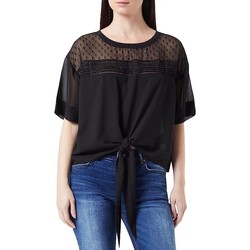 Vêtements short-sleeved T-shirts manches courtes Kaporal - Top ajouré - noir Noir