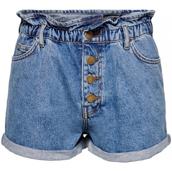 Vêtements Femme Shorts / Bermudas Only Shorts Cuba Paperbag - Medium Blue Denim Bleu