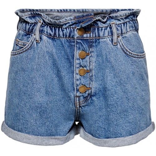 Vêtements Femme Shorts con / Bermudas Only Shorts con Cuba Paperbag - Medium Blue Denim Bleu