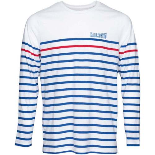 Vêtements Homme T-shirts manches courtes Harrington T-shirt V-Neck marinière bleu royal Blanc et Bleu