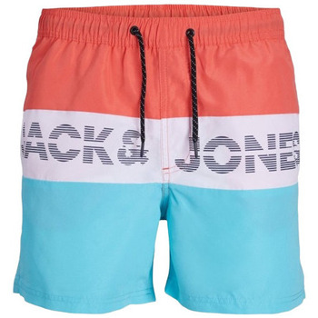 Vêtements Garçon Pantalons Jack And Jones Junior SHORT DE BAIN COLORBLOCK JUNIOR - HOT CORAL - 140 Multicolore