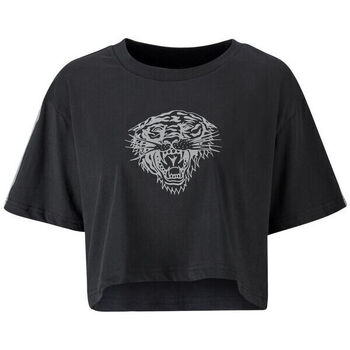 t-shirt ed hardy  tiger glow crop top black 