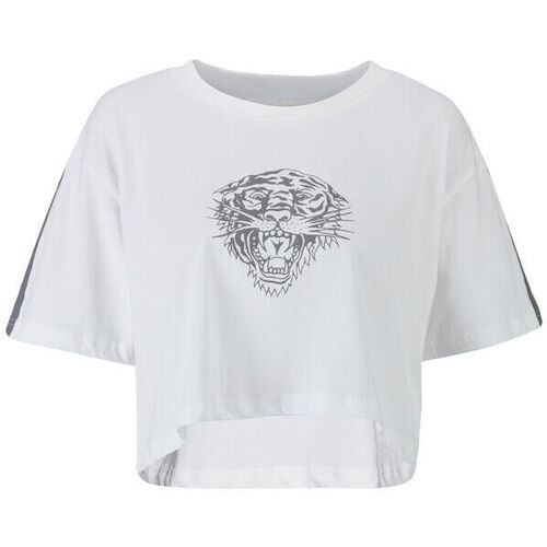 Vêtements Femme T-shirts & Polos Ed Hardy Tiger glow crop top white Blanc