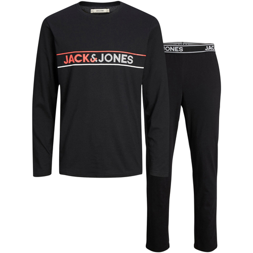 Vêtements Homme Pyjamas / Chemises de nuit Jack & Jones Pyjama long coton Noir