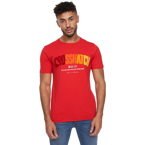 Vêtements Homme T-shirts manches longues Crosshatch Flocked Rouge