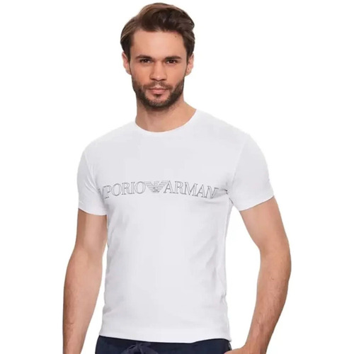 Emporio Armani Eagle Blanc - Livraison Gratuite | Spartoo ! - Vêtements T- shirts manches courtes Homme 48,00 €