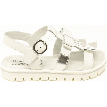 Chaussures Fille Sandales et Nu-pieds NeroGiardini Loira Bianco T.Brill Col.Argento  Tr Enese 594 Bia Blanc
