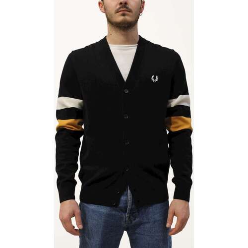 Vêtements Homme Sweats Fred Perry Fp Tipped Sleeve Cardigan Noir