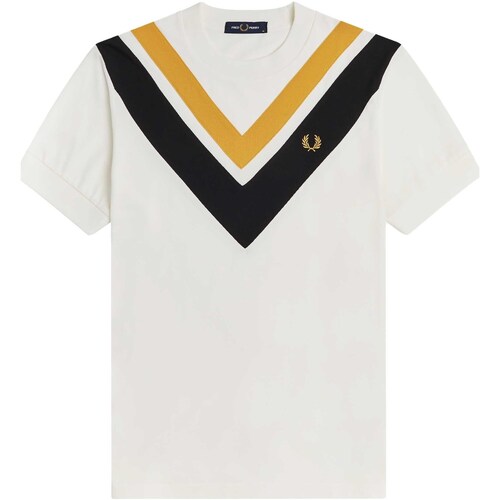 MCQ logo patch basic T-shirts & Polos Fred Perry Fp V-Panel T-Shirt Blanc