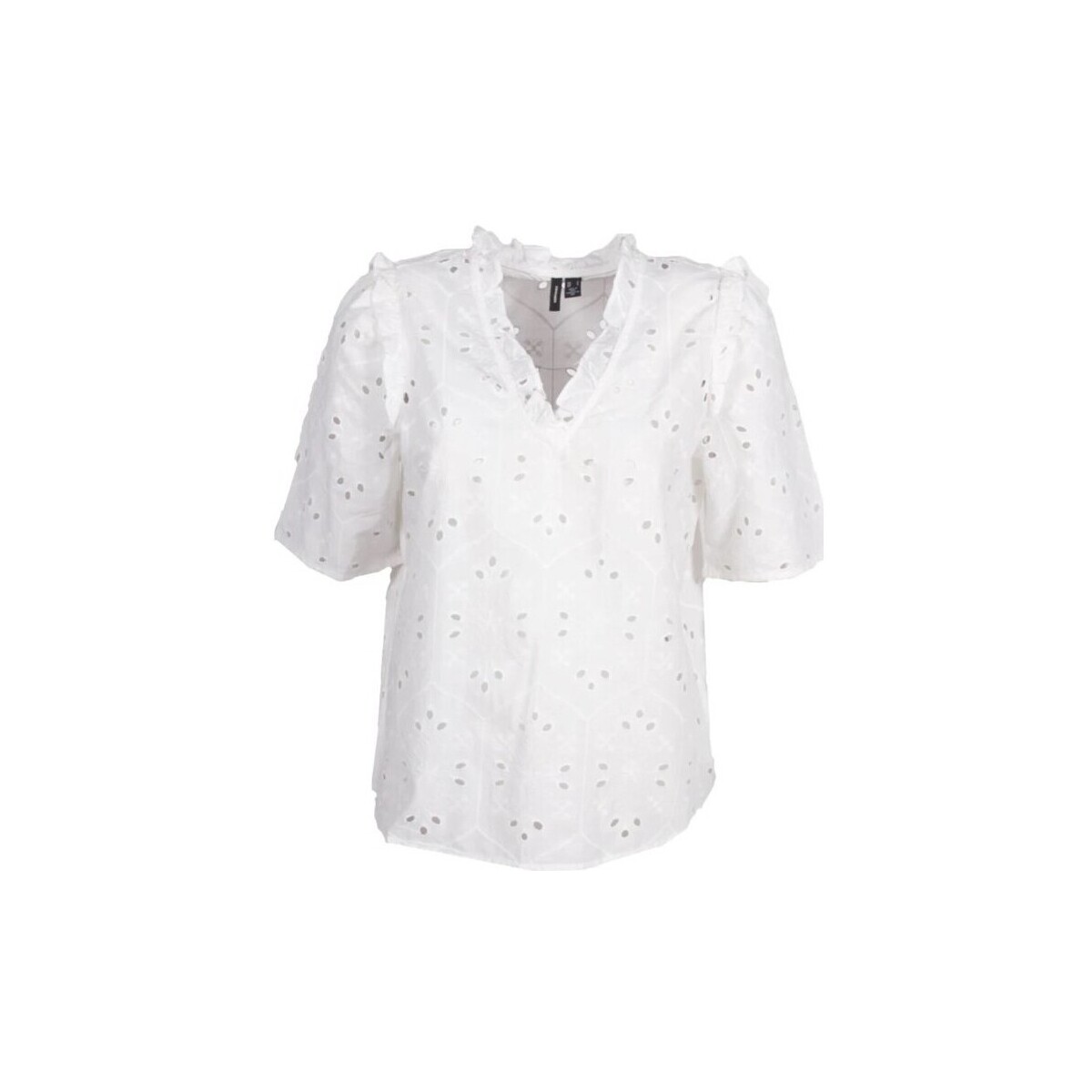 Vêtements Femme T-shirts manches courtes Vero Moda TOP VMRENRI S/S - SNOW WHITE / - L Multicolore