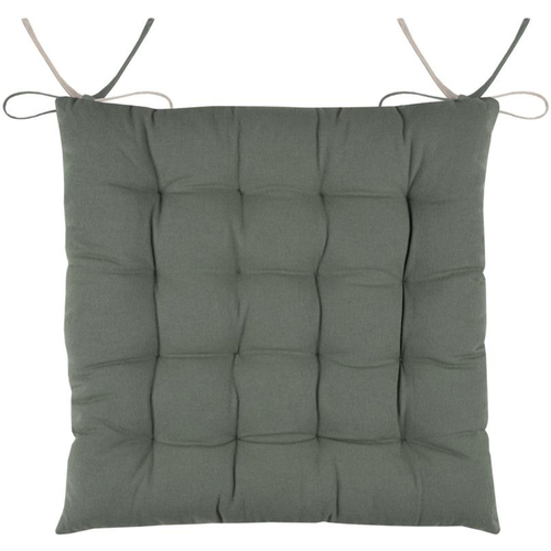 Parures de lit Galettes de chaise Stof Coussin de chaise bicolore réversible en coton vert et lin Vert