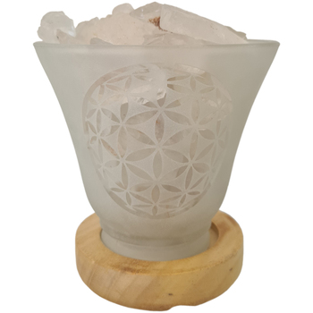 Maison & Déco Lampes à poser Phoenix Import Lampe Cristal de Roche 12 cm -  Fleur de Vie Blanc