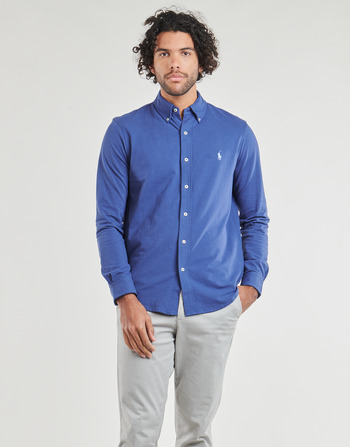 Vêtements Homme Chemises manches longues Polo Ralph Lauren CHEMISE AJUSTEE COL BOUTONNE EN POLO FEATHERWEIGHT Bleu / Old Royal