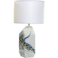 Douceur d intérieur Lampes à poser Item International Lampe motif abstrait en céramique abat jour blanc 55 cm Blanc