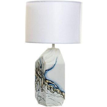Lampe En Grès Ocre Rouge Et Lampes à poser Item International Lampe motif abstrait en céramique abat jour blanc 55 cm Blanc