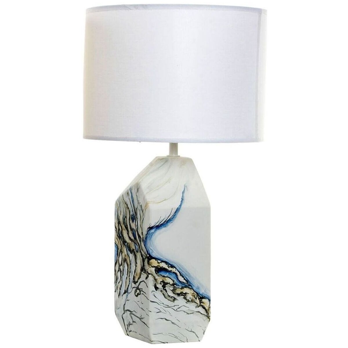 Maison & Déco Lampes à poser Item International Lampe motif abstrait en céramique abat jour blanc 55 cm Blanc