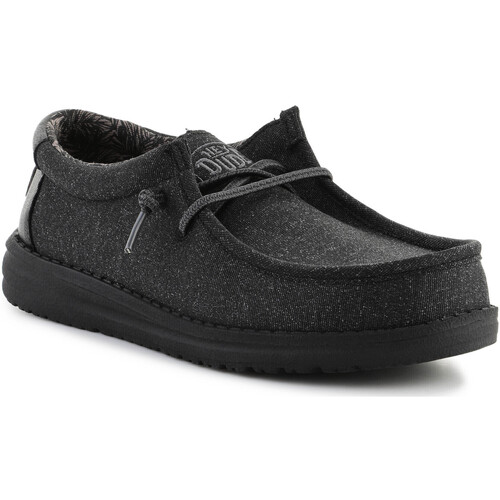 Chaussures Garçon Rose is in the air HEY DUDE HEYDUDE WALLY YOUTH BASIC 40041-BLACK Gris
