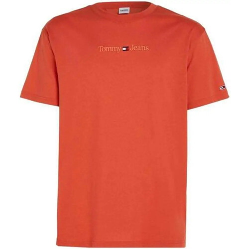 Vêtements Homme T-shirts manches courtes Tommy Jeans badge front logo Orange
