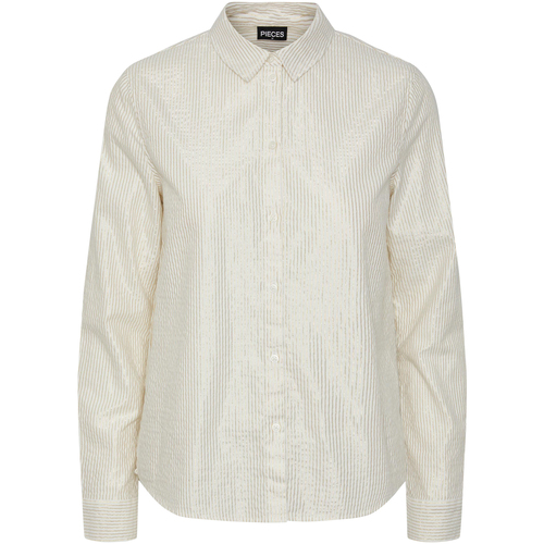 Vêtements Linear T-shirts manches longues Pieces Chemisier coton Blanc
