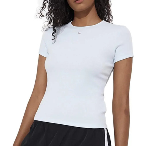Vêtements Femme T-shirts manches courtes navy Tommy Jeans Flag Blanc