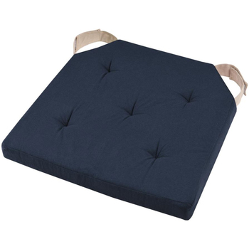 Maison & Déco Bouts de canapé / guéridons Stof Coussin de chaise réversible bleu marine et lin en coton 38 cm Bleu