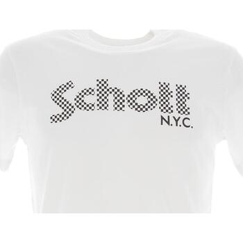 Vêtements Homme T-shirts manches courtes Schott T shirt serigraphie logo jersey Blanc