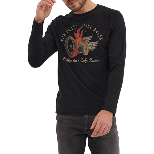 Vêtements Homme Recevez une réduction de Von Dutch T-shirt coton manches longues Noir