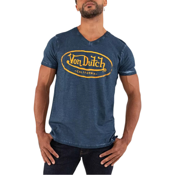 Vêtements Homme Casquette Lovu Lp Von Dutch T-shirt en coton col V Bleu