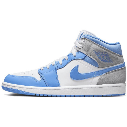Chaussures Baskets mode Nike AIR JORDAN 1 MID UNIVERSITY BLUE GREY Bleu