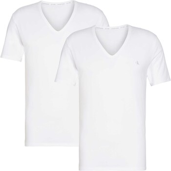 Vêtements Homme T-shirts & Polos Calvin Klein Jeans S/S V Neck 2Pk Blanc