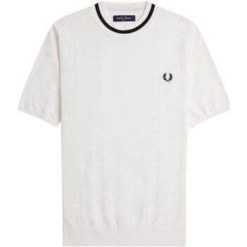 MCQ logo patch basic T-shirts & Polos Fred Perry Fp Cable Knit Crew Neck T-Shirt Blanc