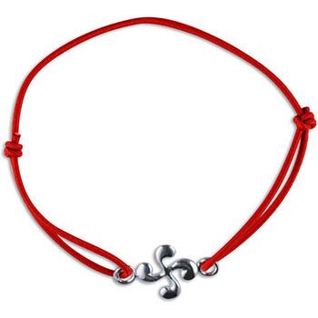 bracelets bijoux basques  bracelet croix basque argent sur élastique rouge 