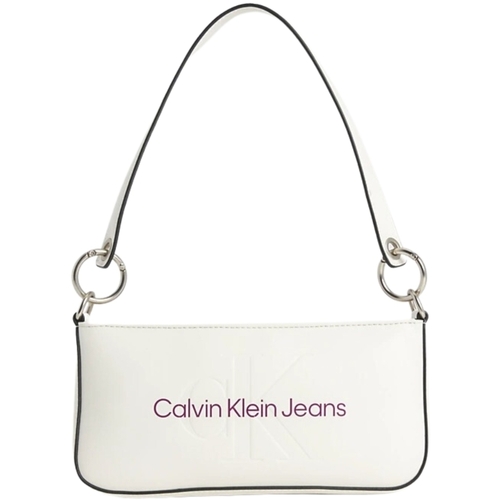 Sacs Femme side-slit ribbed-knit dress Calvin Klein Jeans Sac porte epaule  Ref 60768 Ivoi Blanc