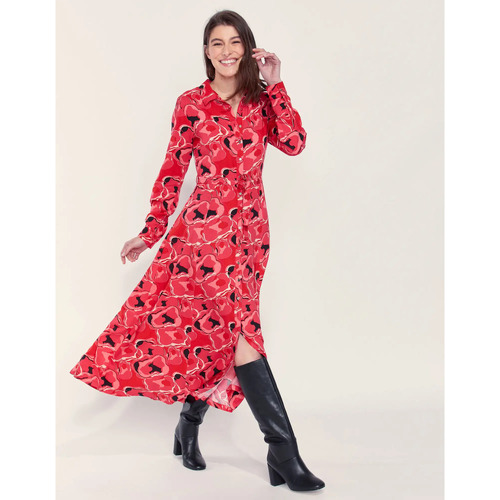 Vêtements Femme Robes longues Yves Saint Laurekong Robe chemise longue imprimée ALI Rouge