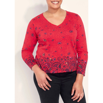 Vêtements Femme T-shirts manches longues en 4 jours garantis T-shirt coton bio imprimé TAMIR Rouge