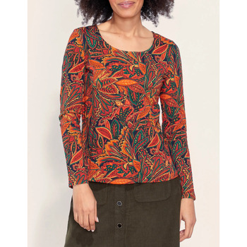 Vêtements Femme T-shirts manches longues Coco & Abricotkong T-shirt coton bio imprimé KANPUR Orange