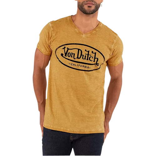 Vêtements Homme Tee Shirt Homme Von Dutch T-shirt en coton col V Jaune