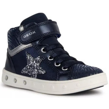 Chaussures Fille Baskets mode Geox SKYLIN LUMINEUSE NAVY SILVER Marine