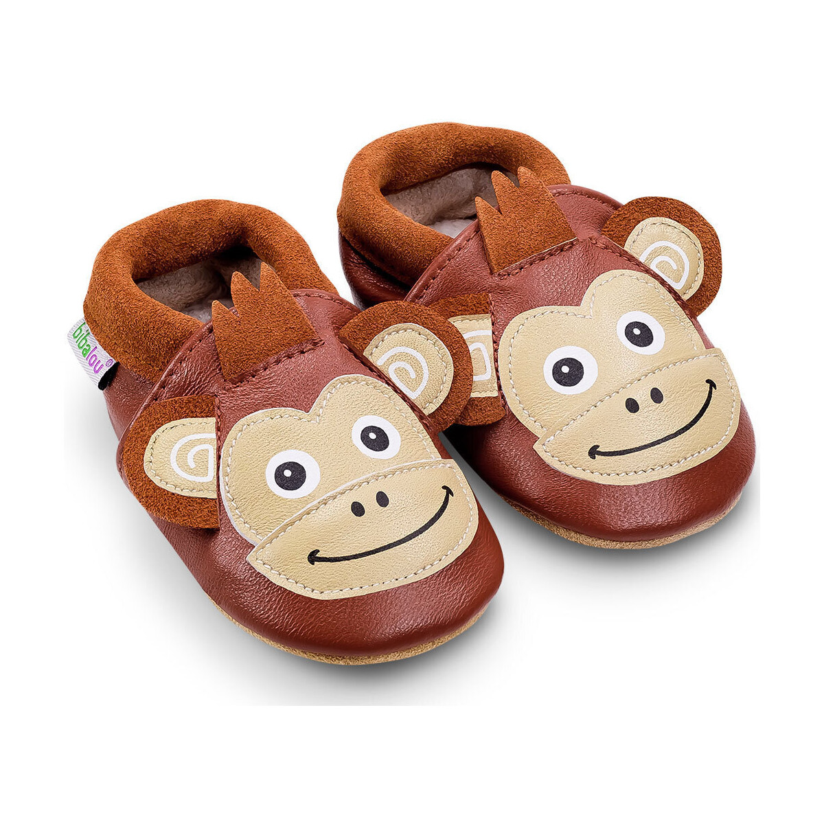 Chaussures Enfant Chaussons bébés Bibalou Koko le Singe Marron