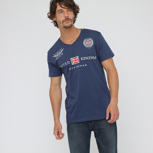 Vêtements Homme T-shirts & Polos Geographical Norway T-shirt Embroidered pour homme manches courtes Bleu