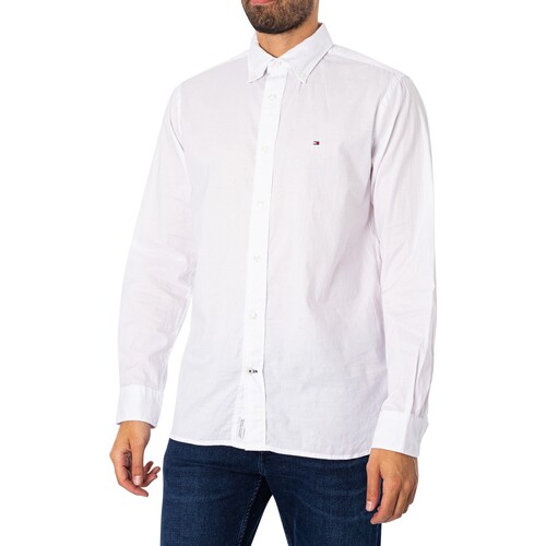 Vêtements Homme Chemises manches longues Tommy Hilfiger Chemise en popeline Core Flex Blanc