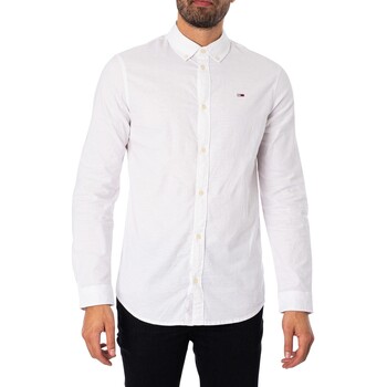 Vêtements Homme Chemises manches longues Tommy Jeans Chemise Oxford étroite et extensible Blanc