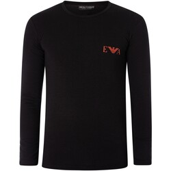 Vêtements Homme Pyjamas / Chemises de nuit Emporio Armani T-shirt à manches longues avec logo Lounge Chest Noir