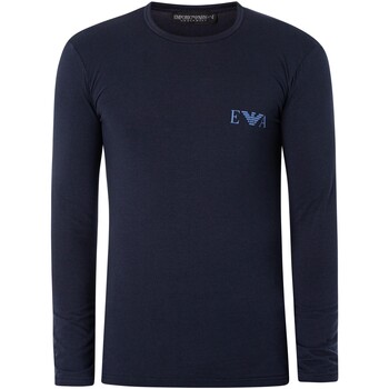 Vêtements Homme Pyjamas / Chemises de nuit Emporio Armani T-shirt à manches longues avec logo Lounge Chest Bleu