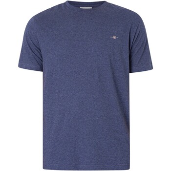 Vêtements Homme Pink Ruched Shoulder Satin Shirt Gant T-shirt régulier à bouclier Bleu