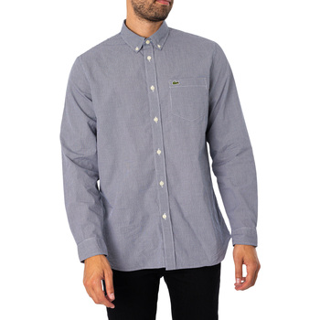 Vêtements Homme Chemises manches longues Lacoste Chemise à carreaux avec poche poitrine Bleu