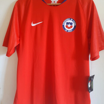 VêDenim Homme T-shirts manches courtes Nike Maillot de football sélection Chili Rouge