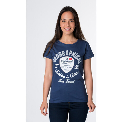 Vêtements Femme T-shirts manches courtes Geographical Norway T-shirt Femme manches courtes Bleu