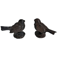 Maison & Déco Statuettes et figurines La Grande Prairie Ensemble couple oiseaux fonte à poser 10x4x8cm Marron